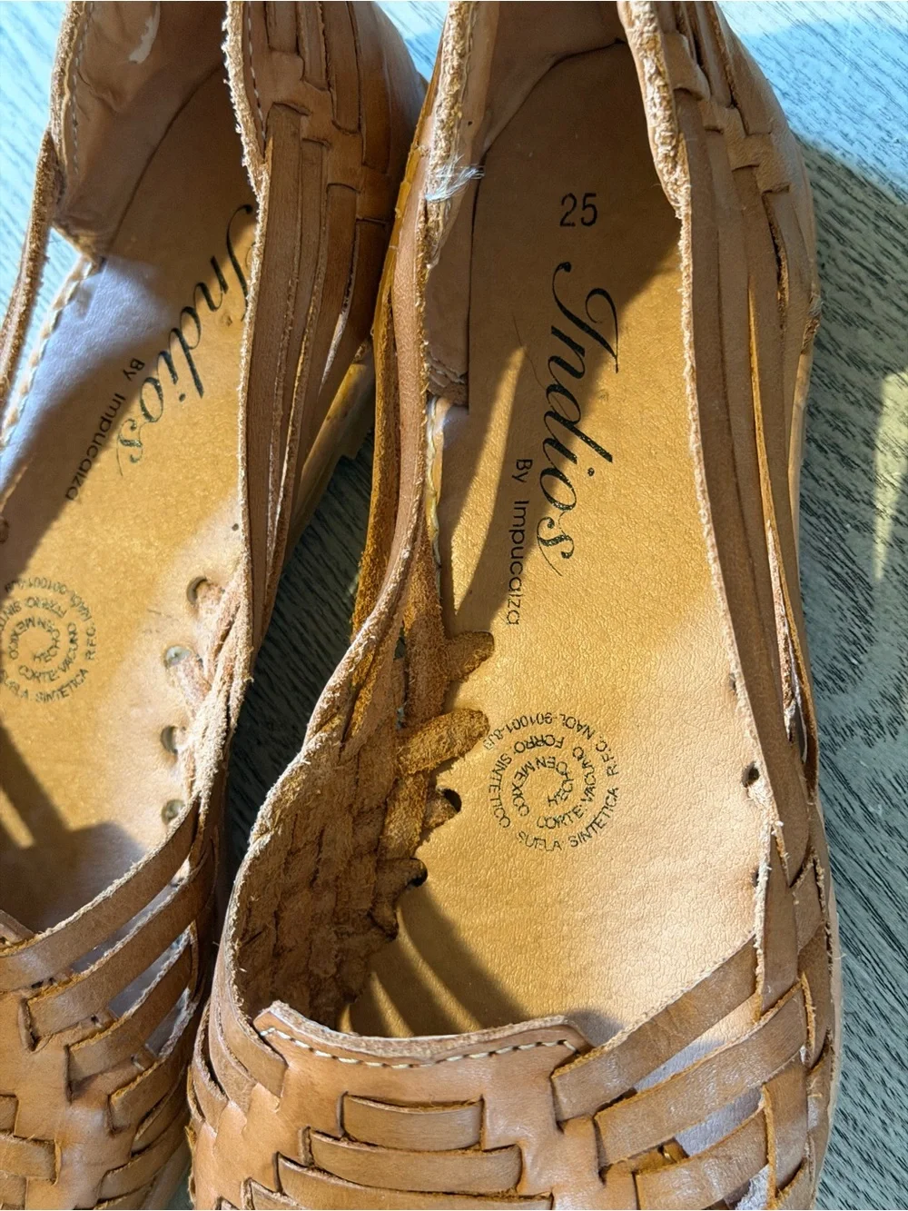 Indios Woven Leather Slip-On Flats - Tan